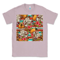 Lilac western cow with hay and flowers seamless pattern Classic Tee - FaDigitalArtStudio