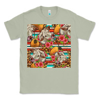 Matcha western cow with hay and flowers seamless pattern Classic Tee - FaDigitalArtStudio