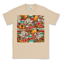 Mushroom western cow with hay and flowers seamless pattern Classic Tee - FaDigitalArtStudio