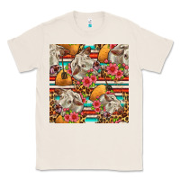 Natural western cow with hay and flowers seamless pattern Classic Tee - FaDigitalArtStudio