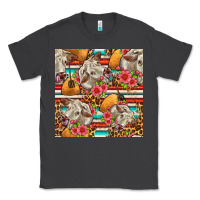 Smoke western cow with hay and flowers seamless pattern Classic Tee - FaDigitalArtStudio