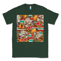 Sports Green western cow with hay and flowers seamless pattern Classic Tee - FaDigitalArtStudio