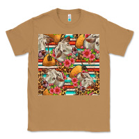 Toasted Coconut western cow with hay and flowers seamless pattern Classic Tee - FaDigitalArtStudio