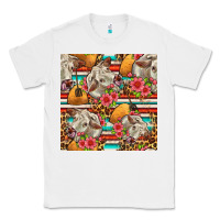 White western cow with hay and flowers seamless pattern Classic Tee - FaDigitalArtStudio