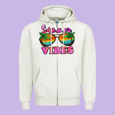 Summer Vibes Zipper Hoodie Designed By Jasminsmagicworld