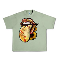 Oil Green Softball Tongue Urban Heavy Tee - Jasminsmagicworld