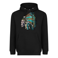 Black western indian headdress with skull Heavyweight Hoodie - RanaPortraitStore