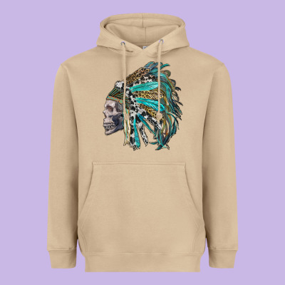 Western Indian Headdress With Skull Heavyweight Hoodie Designed By Ranaportraitstore