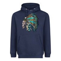 Navy western indian headdress with skull Heavyweight Hoodie - RanaPortraitStore