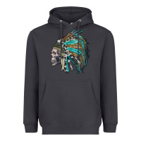 Smoke western indian headdress with skull Heavyweight Hoodie - RanaPortraitStore