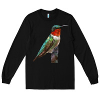 Black Ruby Throated Hummingbird Bird Long Sleeve Tee - LillyAllenDesigns