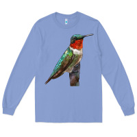 Colony Blue Ruby Throated Hummingbird Bird Long Sleeve Tee - LillyAllenDesigns