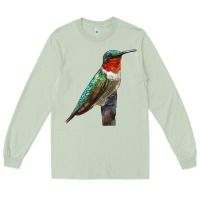 Matcha Ruby Throated Hummingbird Bird Long Sleeve Tee - LillyAllenDesigns