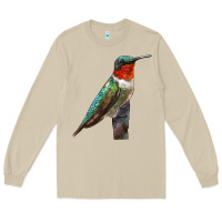 Mushroom Ruby Throated Hummingbird Bird Long Sleeve Tee - LillyAllenDesigns