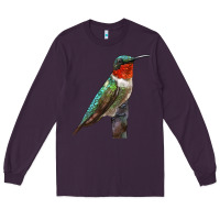 Plum Ruby Throated Hummingbird Bird Long Sleeve Tee - LillyAllenDesigns