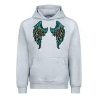 Heather Grey turquoise leopard wings Urban Hoodie - RanaPortraitStore