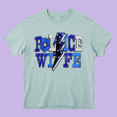 Police Wife Heavy Core Tee Designed By Fadigitalartstudio