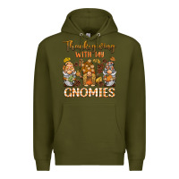 Army Green thanksgiving with my  gnomies Premium Hoodie - BarkalooDesign