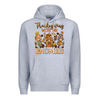 Heather Grey thanksgiving with my  gnomies Premium Hoodie - BarkalooDesign