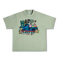 Oil Green Happy Easter  truck Urban Heavy Tee - CowhideDigitalArt