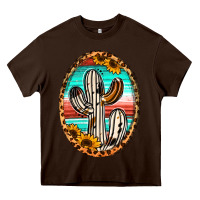 Chocolate Brown Western Cactus Heavy Core Tee - Jasminsmagicworld