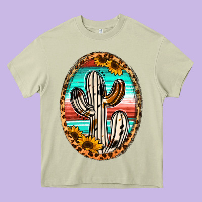 Western Cactus Heavy Core Tee Designed By Jasminsmagicworld