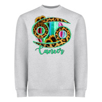 Heather Grey Cancer Zodiac Sign Sunflower Leopard Serape Heavyweight Sweatshirt - RanaPortraitStore