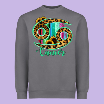 Cancer Zodiac Sign Sunflower Leopard Serape Heavyweight Sweatshirt Designed By Ranaportraitstore