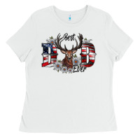 White Best Dad Ever Ladies Tee - CowhideDigitalArt