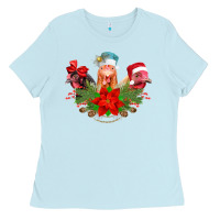 Baby Blue Chickens Christmas Ladies Tee - CowhideDigitalArt