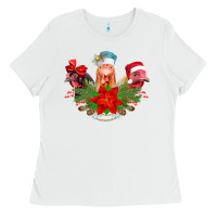 White Chickens Christmas Ladies Tee - CowhideDigitalArt