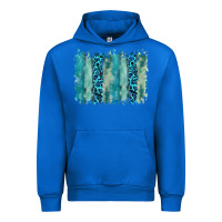 Cobalt turquoise leopard watercolor brushstroke background Urban Hoodie - RanaPortraitStore