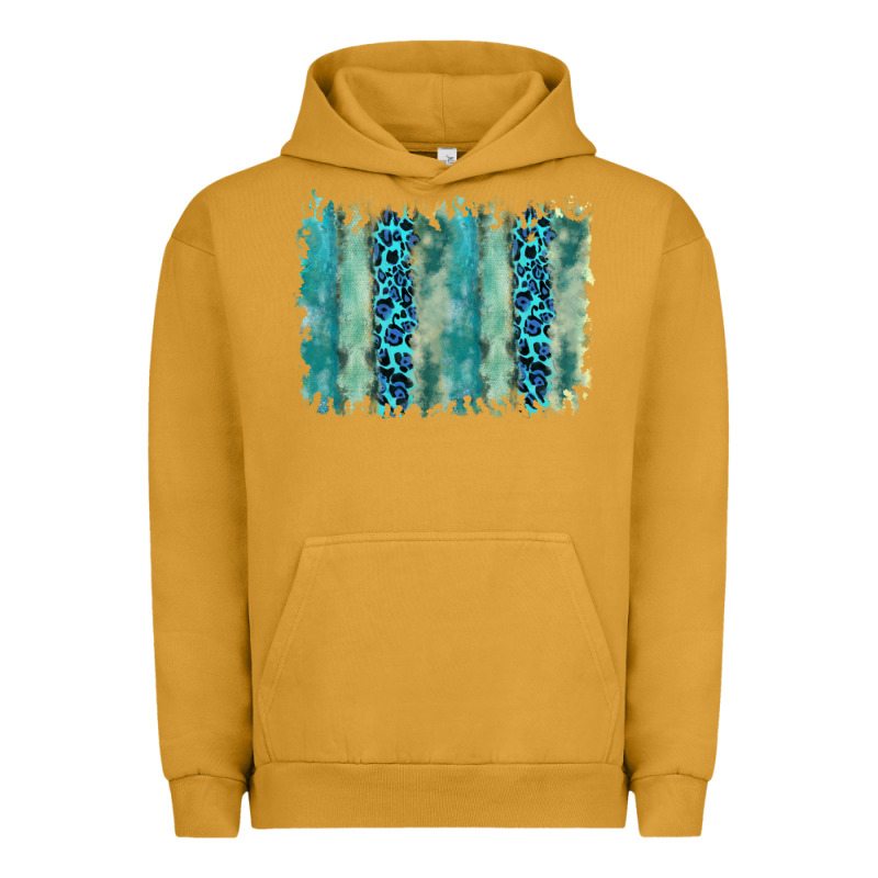 Turquoise Leopard Watercolor Brushstroke Background Urban Hoodie by RanaPortraitStore | Teevron