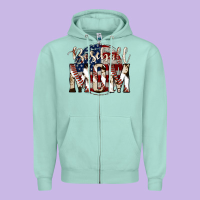 Baseball Mom Zipper Hoodie Designed By Jasminsmagicworld