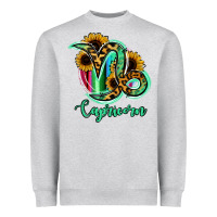 Capricorn Zodiac Sign Sunflower Leopard Serape Heavyweight Sweatshirt | Teevron