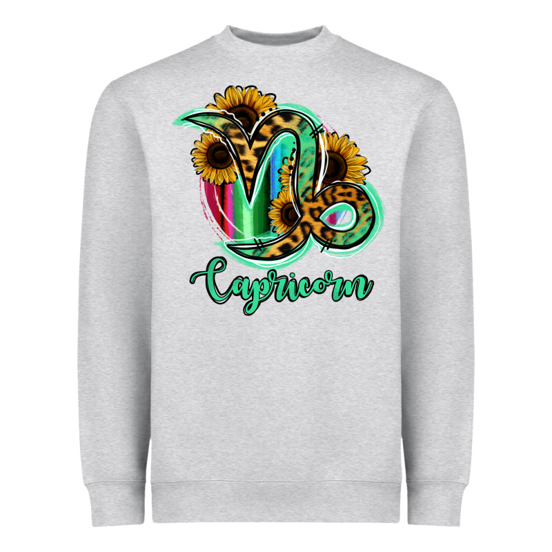 Capricorn Zodiac Sign Sunflower Leopard Serape Heavyweight Sweatshirt by RanaPortraitStore | Teevron
