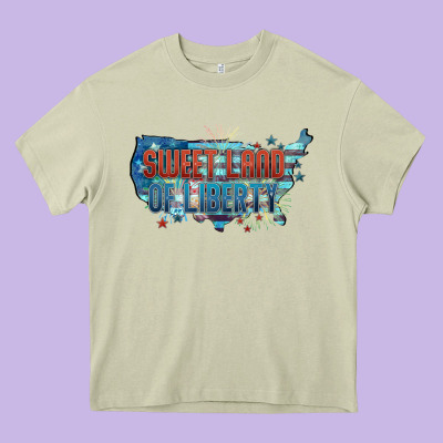 Sweet Land Of Liberty Heavy Core Tee Designed By Fadigitalartstudio