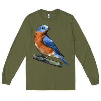 Army Green Eastern Bluebird Long Sleeve Tee - LillyAllenDesigns