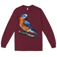 Burgundy Eastern Bluebird Long Sleeve Tee - LillyAllenDesigns