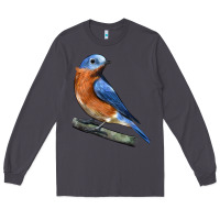 Smoke Eastern Bluebird Long Sleeve Tee - LillyAllenDesigns