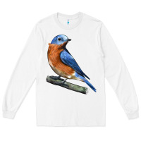 White Eastern Bluebird Long Sleeve Tee - LillyAllenDesigns