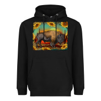 Black western bison with sunset background Heavyweight Hoodie - RanaPortraitStore