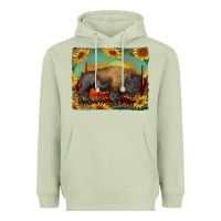 Matcha western bison with sunset background Heavyweight Hoodie - RanaPortraitStore