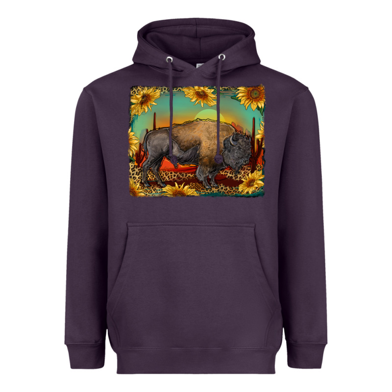 Western Bison With Sunset Background Heavyweight Hoodie by RanaPortraitStore | Teevron