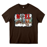 Chocolate Brown noel with windmill and farm Heavy Core Tee - RanaPortraitStore