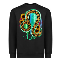 Black Leo Zodiac Sign Sunflower Leopard Serape Heavyweight Sweatshirt - RanaPortraitStore