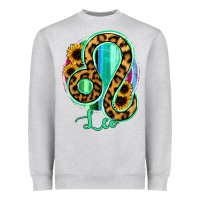 Heather Grey Leo Zodiac Sign Sunflower Leopard Serape Heavyweight Sweatshirt - RanaPortraitStore