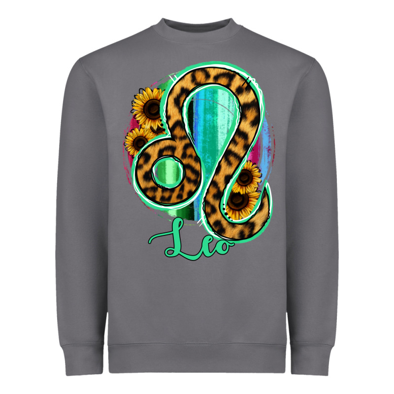 Leo Zodiac Sign Sunflower Leopard Serape Heavyweight Sweatshirt by RanaPortraitStore | Teevron