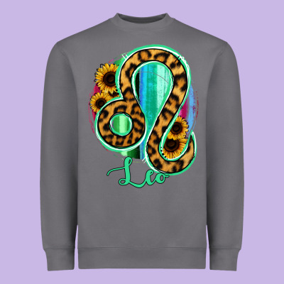 Leo Zodiac Sign Sunflower Leopard Serape Heavyweight Sweatshirt Designed By Ranaportraitstore