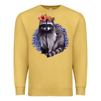 Classy But A Little Thrashy Racoon With Flowers Premium Sweatshirt | Teevron